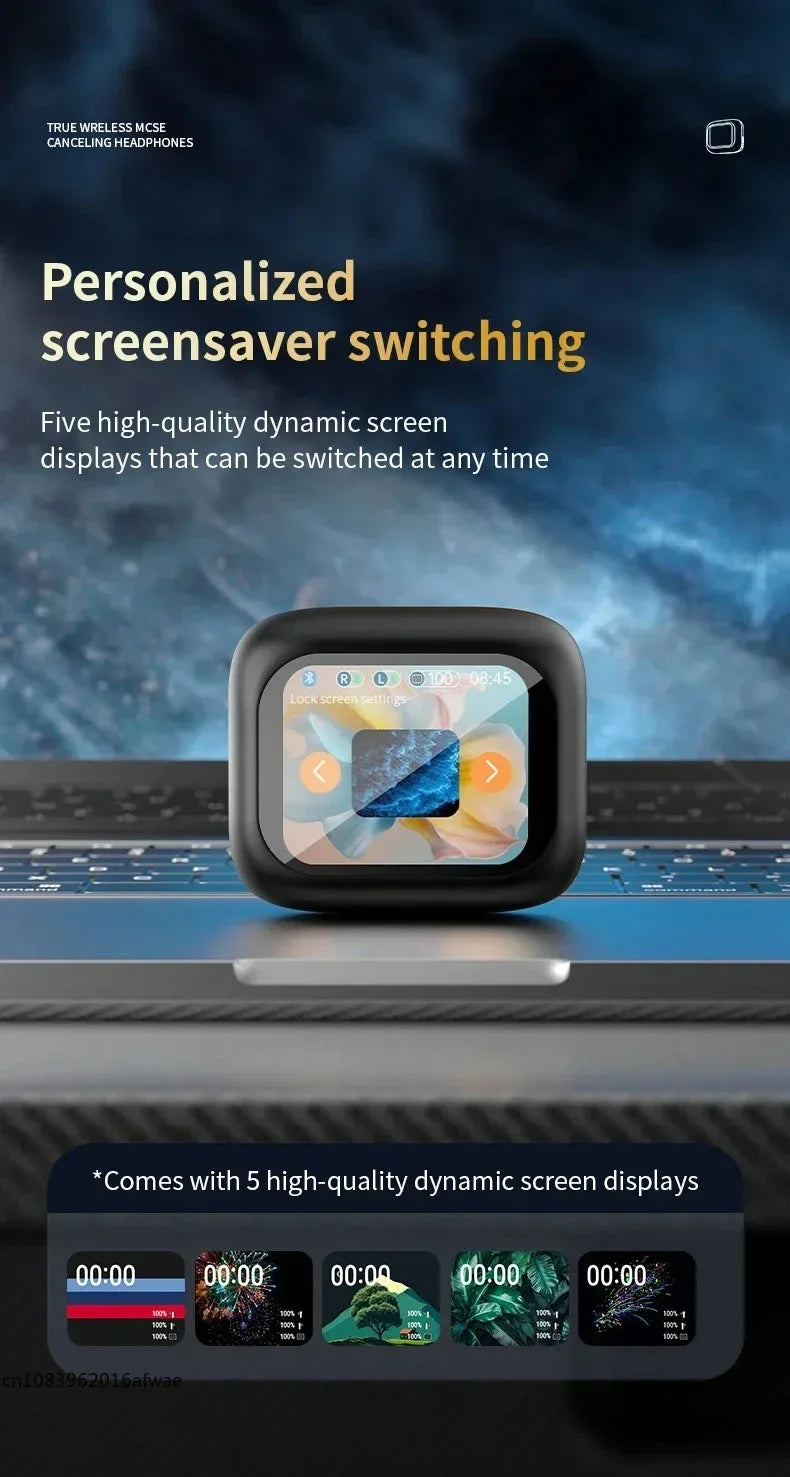 Lenovo Bluetooth Headphones Full Touch Screen Headset Bluetooth 5.4 ANC-ENC Noise Cancelling Earphones Wireless In-Ear Earbuds