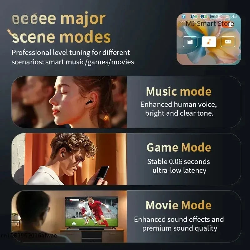 Lenovo Bluetooth Headphones Full Touch Screen Headset Bluetooth 5.4 ANC-ENC Noise Cancelling Earphones Wireless In-Ear Earbuds