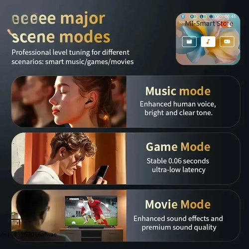 Lenovo Bluetooth Headphones Full Touch Screen Headset Bluetooth 5.4 ANC-ENC Noise Cancelling Earphones Wireless In-Ear Earbuds