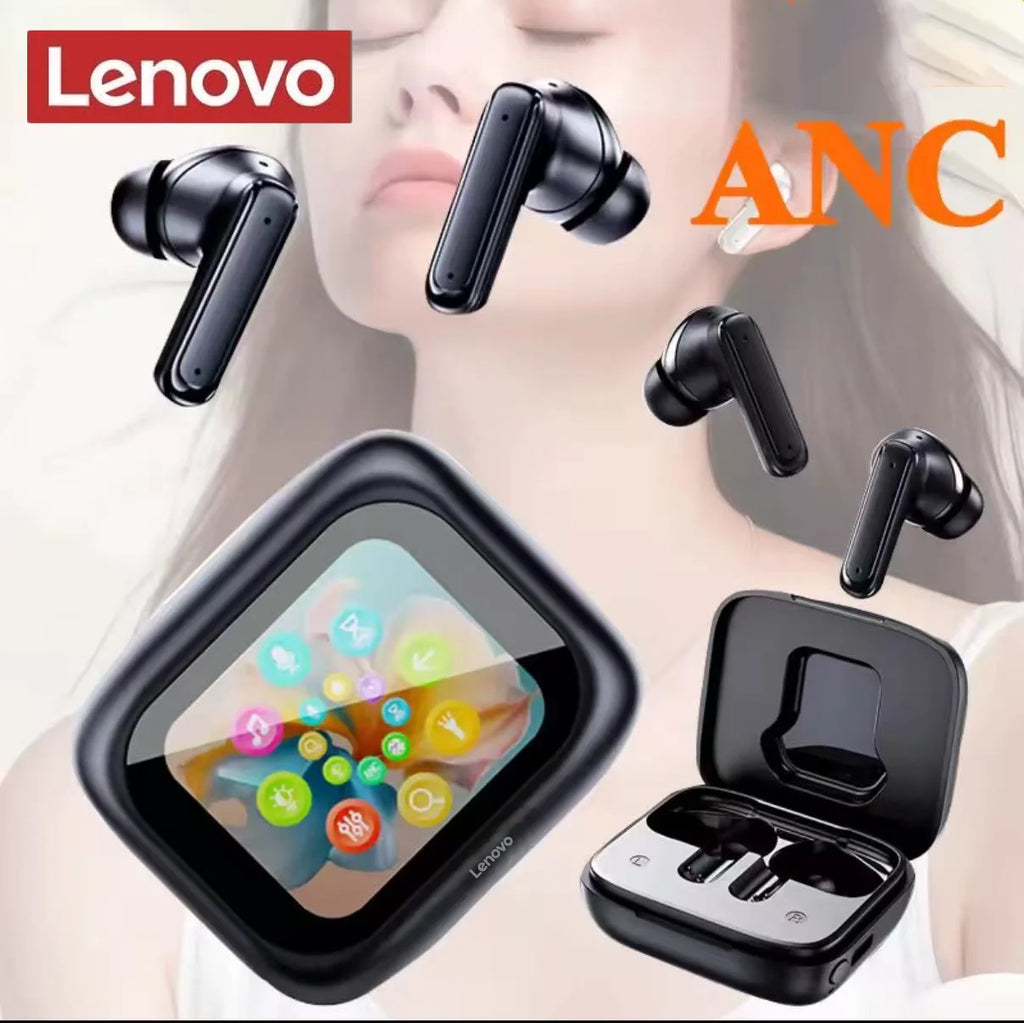 Lenovo Bluetooth Headphones Full Touch Screen Headset Bluetooth 5.4 ANC-ENC Noise Cancelling Earphones Wireless In-Ear Earbuds