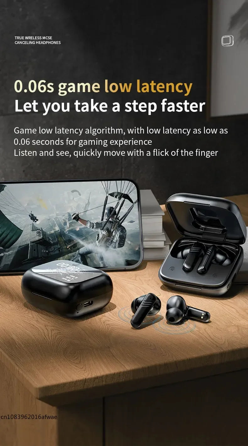 Lenovo Bluetooth Headphones Full Touch Screen Headset Bluetooth 5.4 ANC-ENC Noise Cancelling Earphones Wireless In-Ear Earbuds