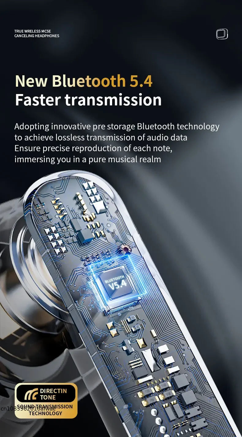 Lenovo Bluetooth Headphones Full Touch Screen Headset Bluetooth 5.4 ANC-ENC Noise Cancelling Earphones Wireless In-Ear Earbuds