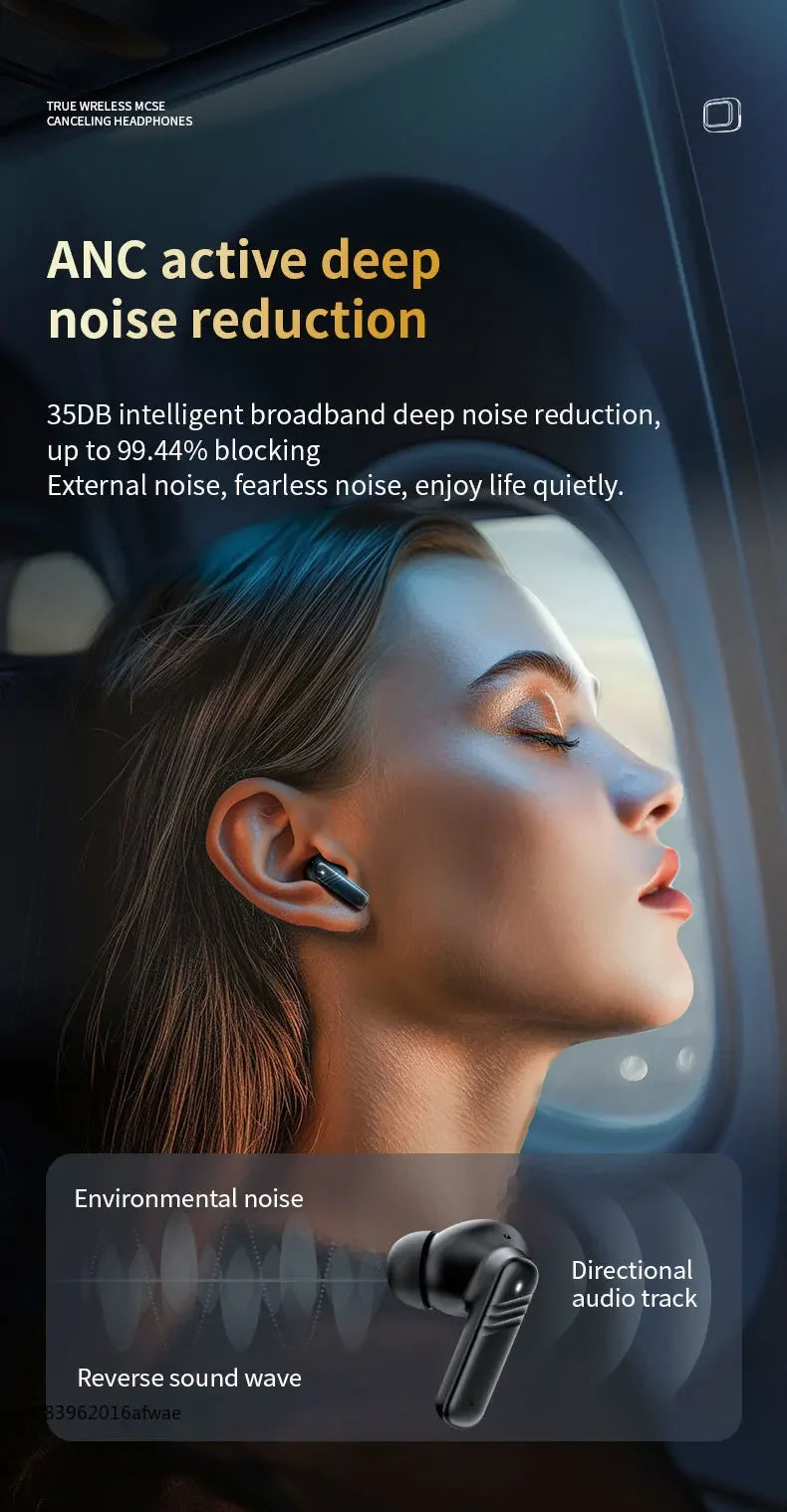 Lenovo Bluetooth Headphones Full Touch Screen Headset Bluetooth 5.4 ANC-ENC Noise Cancelling Earphones Wireless In-Ear Earbuds