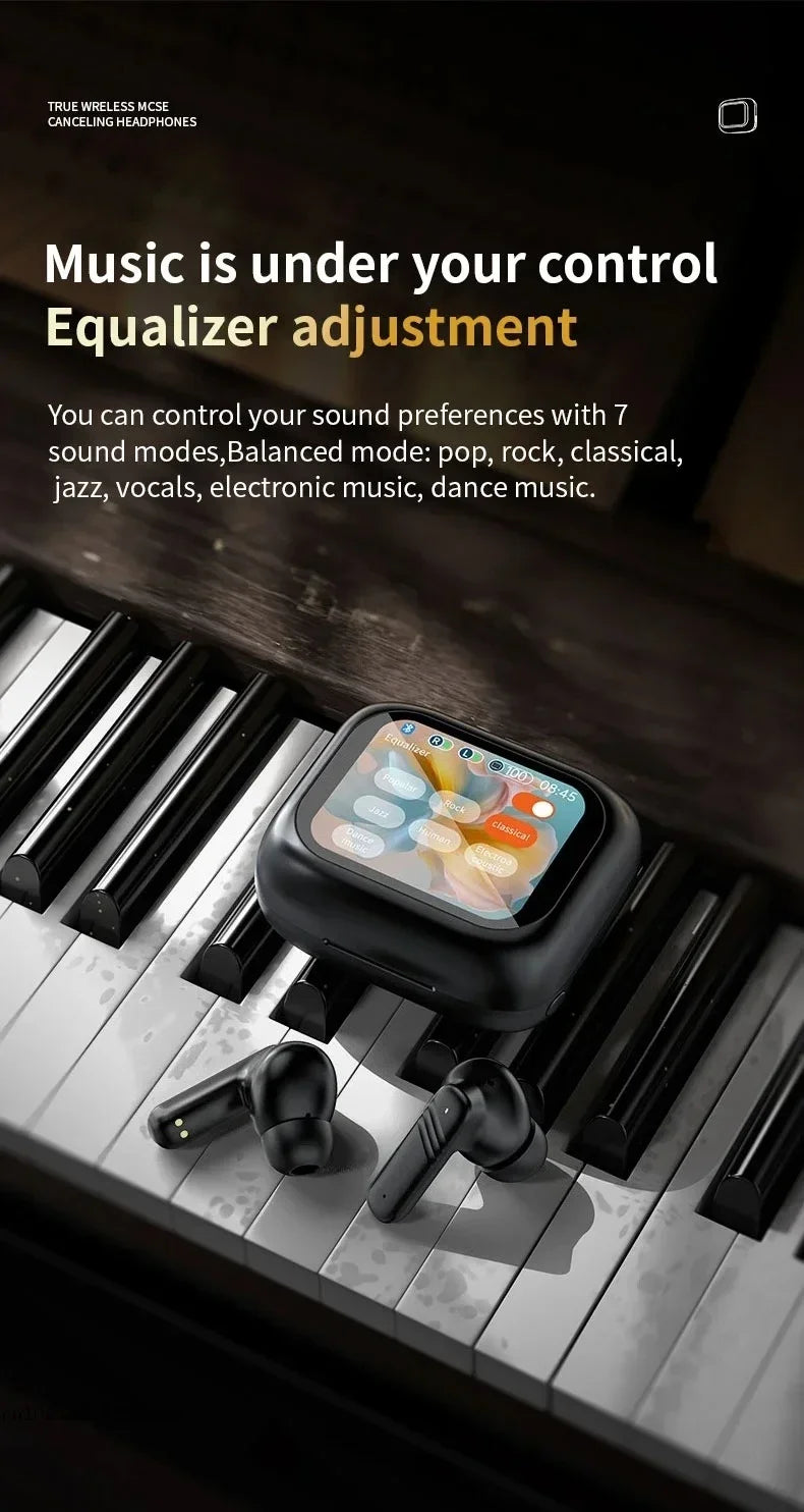 Lenovo Bluetooth Headphones Full Touch Screen Headset Bluetooth 5.4 ANC-ENC Noise Cancelling Earphones Wireless In-Ear Earbuds